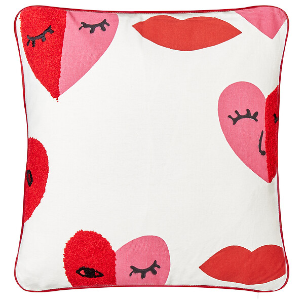 BELIANI - Lot de 2 coussins décoratifs PERIWINKLE Coton 45 x 45 cm Blanc Motif en forme de cœur - large