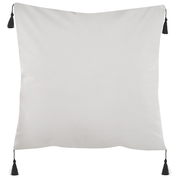 BELIANI - Lot de 2 coussins décoratifs SCHEFFLERA Velours 45 x 45 cm Blanc Motif géométrique - large