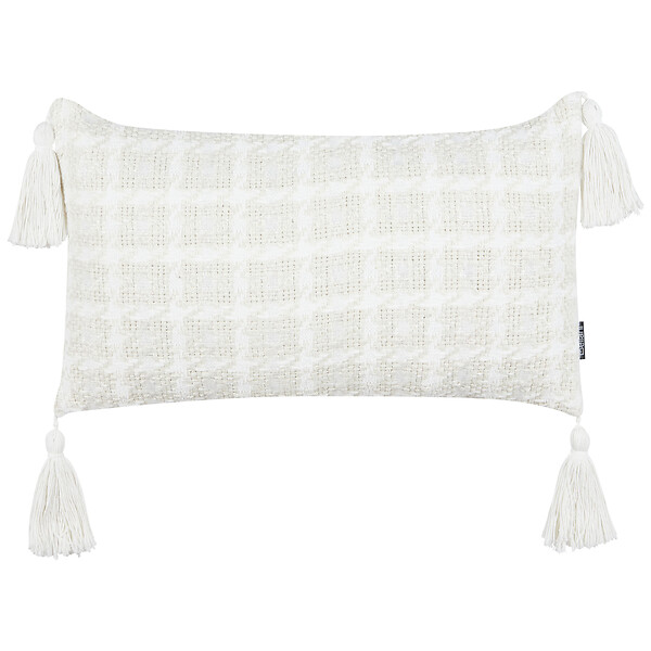 BELIANI - Lot de 2 coussins décoratifs DOURIS 30 x 60 cm Beige clair À carreaux - large