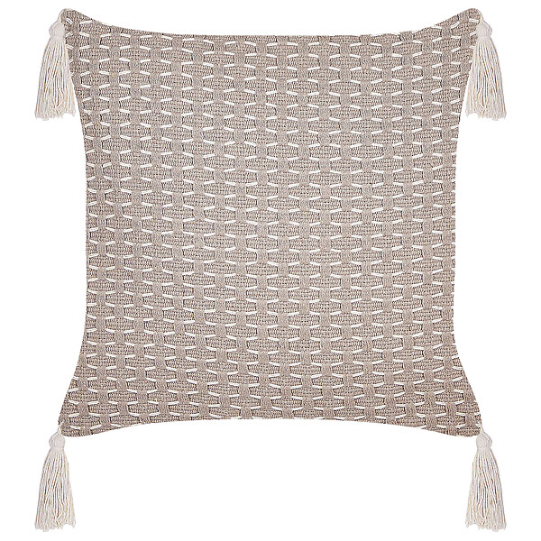 BELIANI - Lot de 2 coussins décoratifs HAKONE 42 x 42 cm Taupe Motif géométrique - large