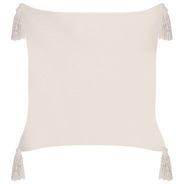 BELIANI - Lot de 2 coussins décoratifs HAKONE 42 x 42 cm Taupe Motif géométrique - large