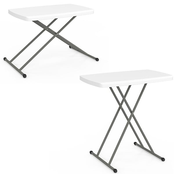 ID MARKET - Table pliante d'appoint 77 cm hauteur réglable 3 positions URBANA pour extérieur intérieur camping - large