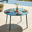 OVIALA - Ensemble table de jardin ronde et 6 chaises en métal bleu pacific - Palavas - vignette