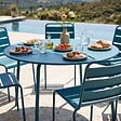 OVIALA - Ensemble table de jardin ronde et 6 chaises en métal bleu pacific - Palavas - vignette