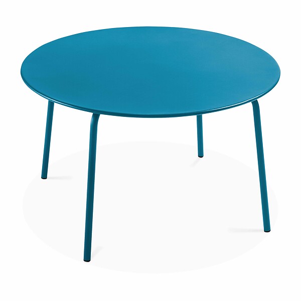OVIALA - Ensemble table de jardin ronde et 6 chaises en métal bleu pacific - Palavas - large