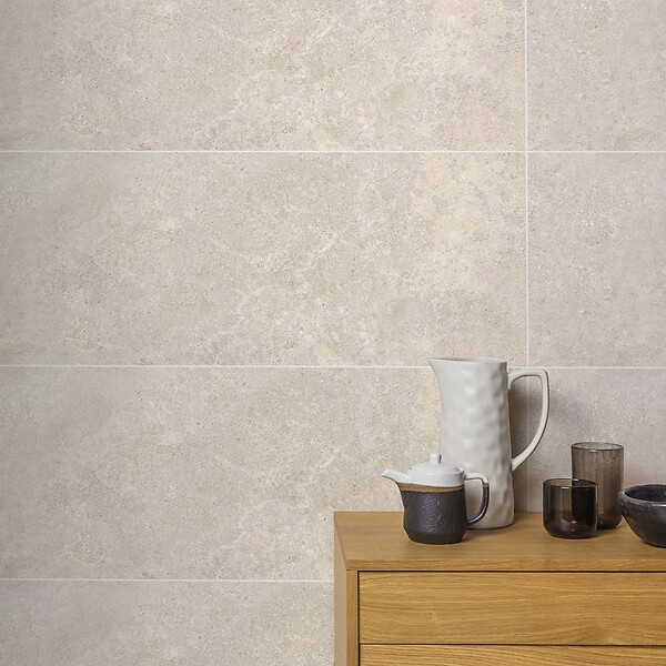 RO'MA NATURE - Carrelage effet Pierre Beige Sable 100x33,3x0,86 cm Serdano - Mur intérieur (vendu par carton de 2 m²) - large