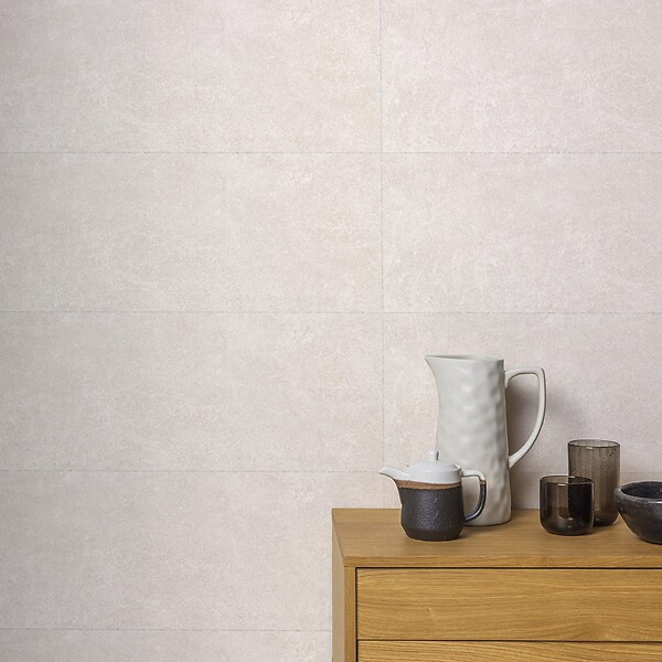 RO'MA NATURE - Carrelage effet Béton Beige Sable 75x25x1,05 cm Sorelan - Mur intérieur (vendu par carton de 1,31 m²) - large