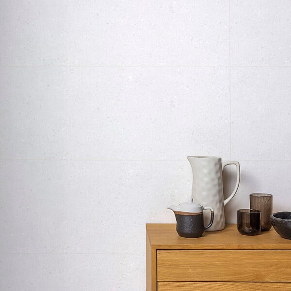 RO'MA NATURE - Carrelage effet Béton Blanc 100x33,3x0,86 cm Arvelis - Mur intérieur (vendu par carton de 2 m²) - large
