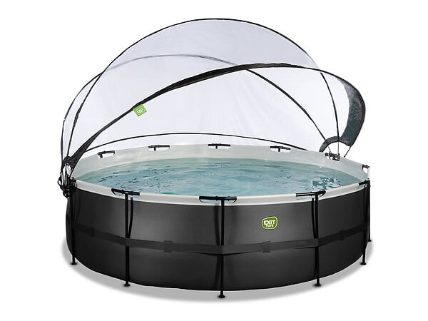EXIT TOYS - Piscine tubulaire Black Leather ronde 4,88 x 1,22 m avec dôme - Exit Toys - large