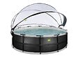 EXIT TOYS - Piscine tubulaire Black Leather ronde 4,88 x 1,22 m avec dôme - Exit Toys - vignette