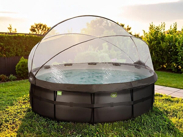 EXIT TOYS - Piscine tubulaire Black Leather ronde 4,88 x 1,22 m avec dôme - Exit Toys - large