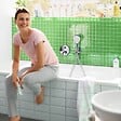 HANSGROHE - Pommeau de douche HANSGROHE Croma Select E EcoSmart blanc/chromé + flexible de douche 2 m HANSGROHE Isiflex chromé - vignette