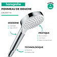HANSGROHE - Pommeau de douche HANSGROHE Crometta EcoSmart blanc/chromé + flexible de douche 2 m HANSGROHE Isiflex chromé - vignette