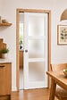 GD MENUISERIES - Porte Coulissante Kenya Blanc Vitrée H204 x L73 cm, Galandage, kit finition - vignette
