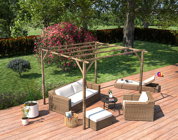 CERLAND - Pergola de jardin bois Patagonie - L.300xl.300xH.245cm - large