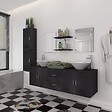 VIDAXL - vidaXL Meuble de salle de bain 11 pcs avec lavabo et robinet Noir - vignette