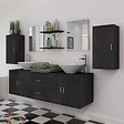 VIDAXL - vidaXL Meuble de salle de bain 11 pcs avec lavabo et robinet Noir - vignette
