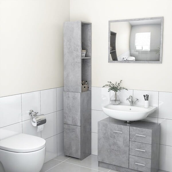 VIDAXL - vidaXL Armoire de bain gris béton 25x26,5x170 cm bois d'ingénierie - large