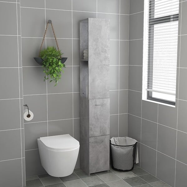 VIDAXL - vidaXL Armoire de bain gris béton 25x26,5x170 cm bois d'ingénierie - large