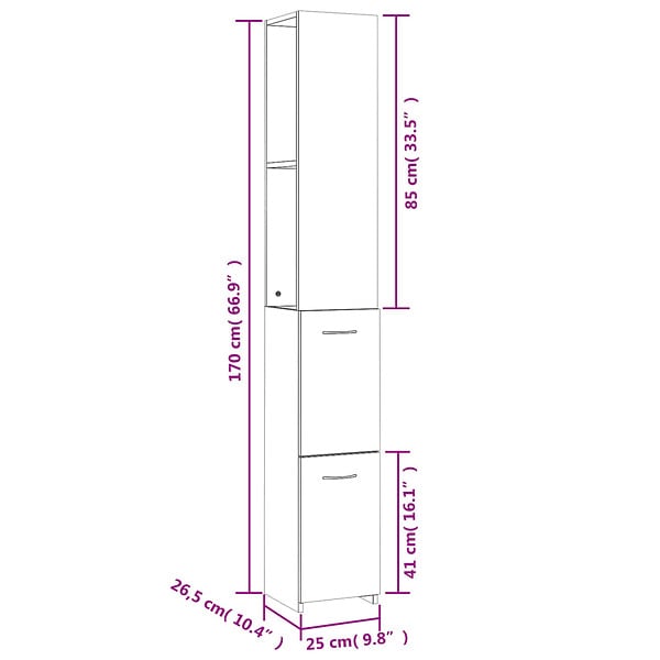 VIDAXL - vidaXL Armoire de bain gris béton 25x26,5x170 cm bois d'ingénierie - large