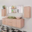 VIDAXL - vidaXL Meuble de salle de bain 11 pcs avec lavabo et robinet Beige - vignette