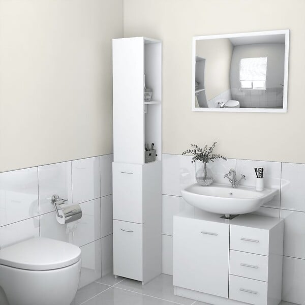 VIDAXL - vidaXL Armoire de salle de bain blanc 25x26,5x170 cm bois d'ingénierie - large