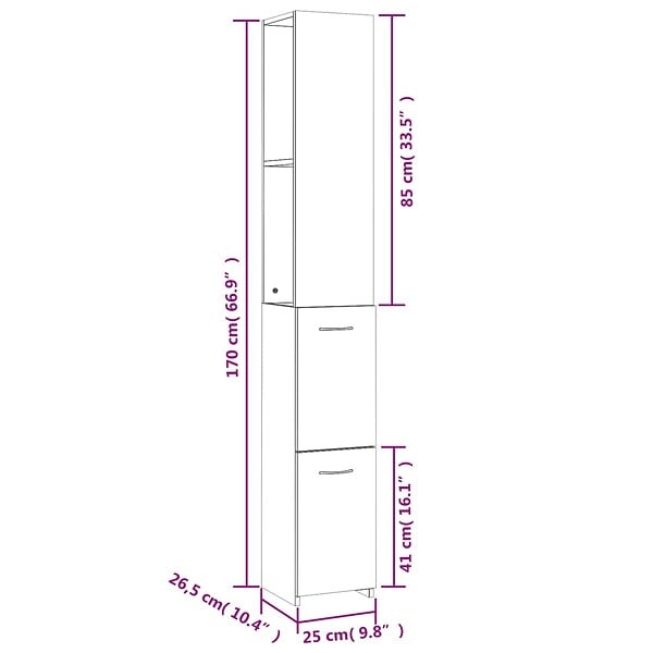 VIDAXL - vidaXL Armoire de salle de bain blanc 25x26,5x170 cm bois d'ingénierie - large