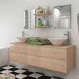 VIDAXL - vidaXL Meuble de salle de bain 9 pcs avec lavabo et robinet Beige - vignette