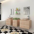 VIDAXL - vidaXL Meuble de salle de bain 9 pcs avec lavabo et robinet Beige - vignette