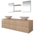 VIDAXL - vidaXL Meuble de salle de bain 9 pcs avec lavabo et robinet Beige - vignette