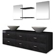 VIDAXL - vidaXL Meubles de salle de bain 9 pcs avec lavabo et robinet Noir - vignette