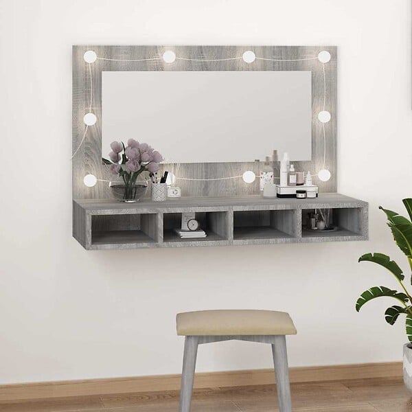 VIDAXL - vidaXL Armoire à miroir avec LED Sonoma gris 90x31,5x62 cm - large