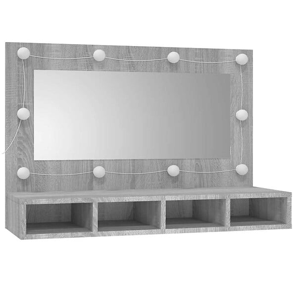 VIDAXL - vidaXL Armoire à miroir avec LED Sonoma gris 90x31,5x62 cm - large