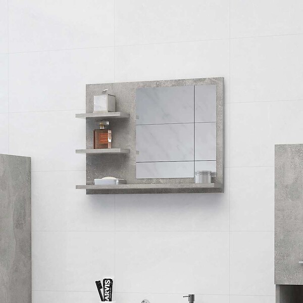 VIDAXL - vidaXL Miroir de salle de bain gris béton 60x10,5x45cm bois ingénierie - large