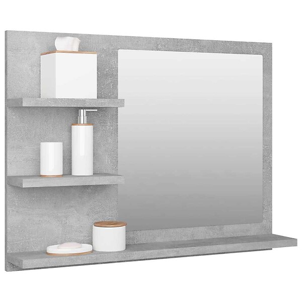 VIDAXL - vidaXL Miroir de salle de bain gris béton 60x10,5x45cm bois ingénierie - large