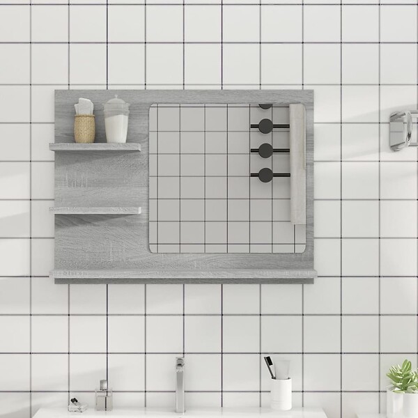 VIDAXL - vidaXL Miroir de bain Sonoma gris 60x10,5x45 cm Bois d'ingénierie - large