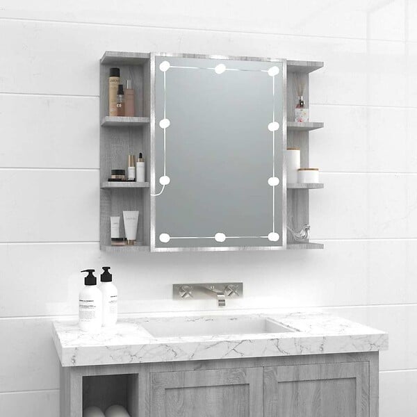 VIDAXL - vidaXL Armoire à miroir avec LED Sonoma gris 70x16,5x60 cm - large