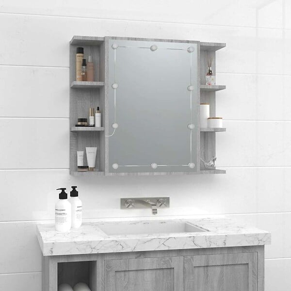 VIDAXL - vidaXL Armoire à miroir avec LED Sonoma gris 70x16,5x60 cm - large