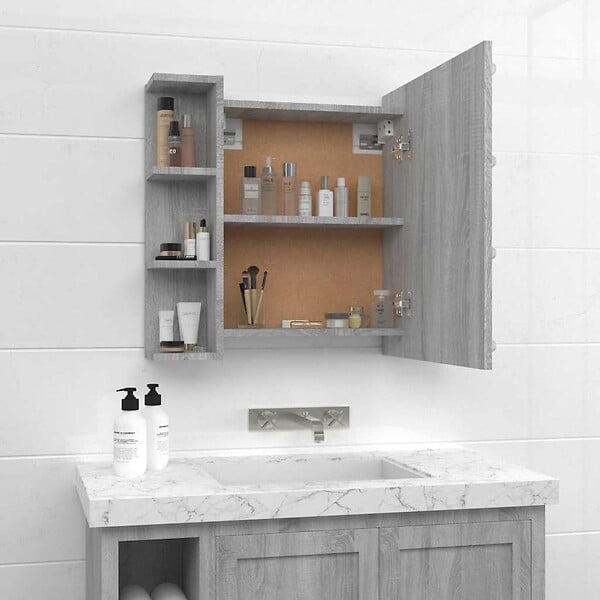 VIDAXL - vidaXL Armoire à miroir avec LED Sonoma gris 70x16,5x60 cm - large