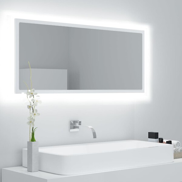 VIDAXL - vidaXL Miroir à LED de salle de bain Blanc 100x8,5x37 cm Acrylique - large