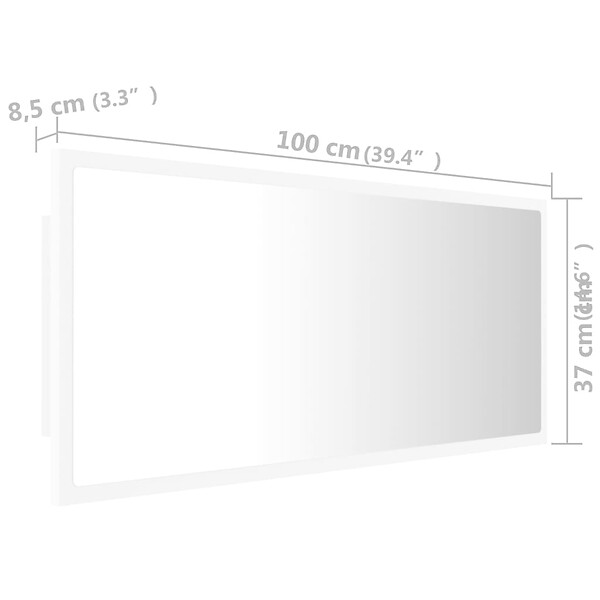 VIDAXL - vidaXL Miroir à LED de salle de bain Blanc 100x8,5x37 cm Acrylique - large