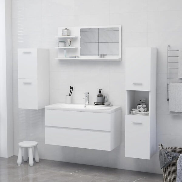 VIDAXL - vidaXL Miroir de salle de bain blanc 90x10,5x45 cm bois d’ingénierie - large
