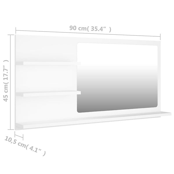 VIDAXL - vidaXL Miroir de salle de bain blanc 90x10,5x45 cm bois d’ingénierie - large