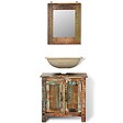 VIDAXL - Ensemble meuble sous vasque et miroir en bois massif recyclé - vignette
