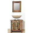 VIDAXL - Ensemble meuble sous vasque et miroir en bois massif recyclé - vignette