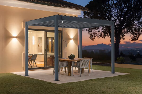 CAZEBOO - Cazeboo Pergola bioclimatique autoportée PIANA 3x2m aluminium gris - lames orientables - large