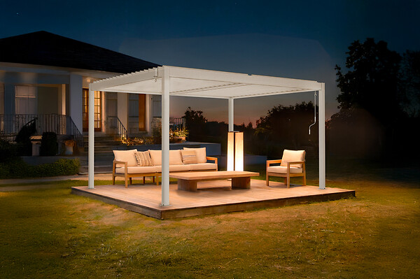 CAZEBOO - Cazeboo Pergola bioclimatique autoportée PIANA 4x3 m aluminium blanc - lames orientables - pergola autoportée 3x4 m - large