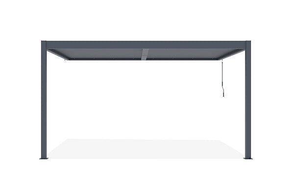CAZEBOO - Cazeboo Pergola bioclimatique adossée PIANA 4x3 m aluminium gris - Lames orientables - large
