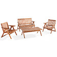 OVIALA - Salon de  jardin pliant 4 places en bois  - Sisco - vignette