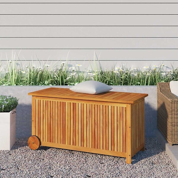 VIDAXL - vidaXL Boîte de rangement de jardin avec roues 113x50x58cm Bois acacia - large
